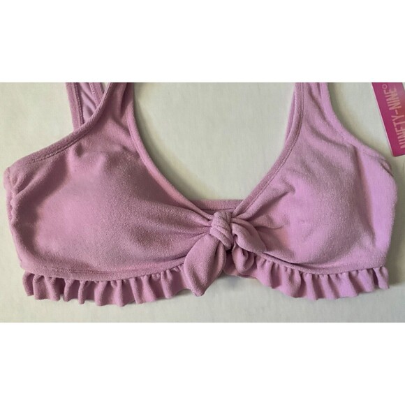 Ninety-Nine Degrees Front Tie Ruffle Bralette Top And Banded Hipster Bottoms - L - Picture 5 of 8